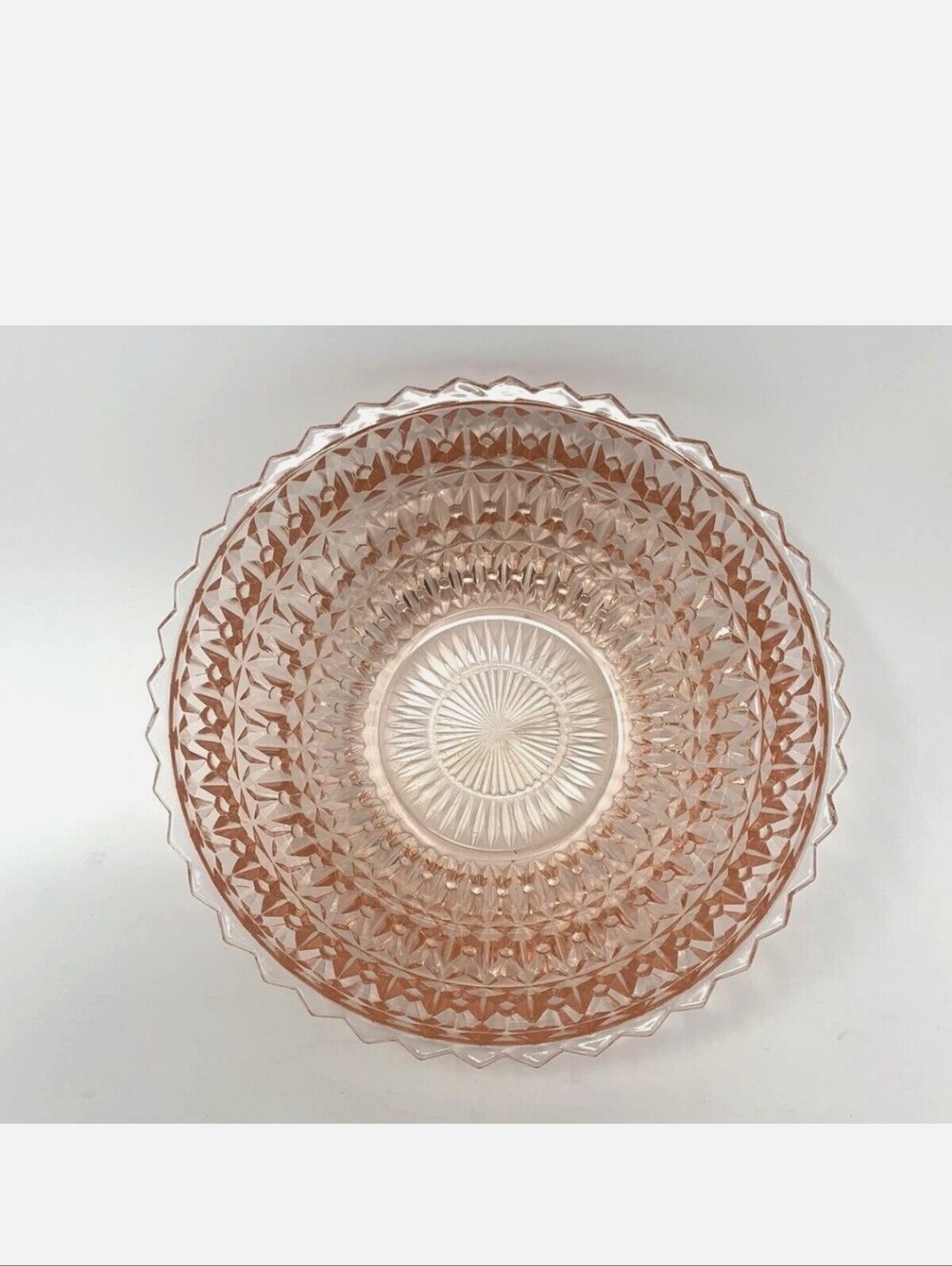 Pink Cut-Glass Decorative Serving Bowl